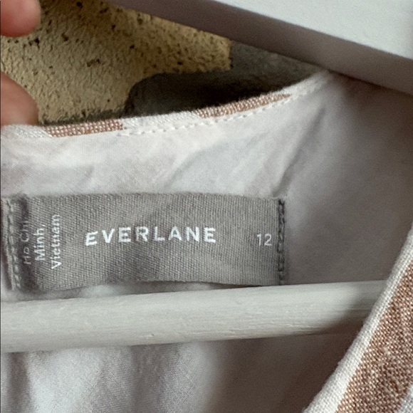 Everlane Bias Cut Linen Striped Dress Size 12 - Picture 3 of 15
